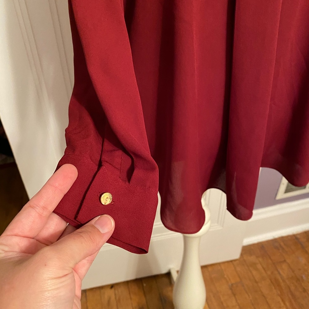 Vince Camuto Deep Red Front Drape Blouse - Picture 3 of 7